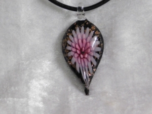 Glass Necklace Style 2 Pink 3mm Leather Cord